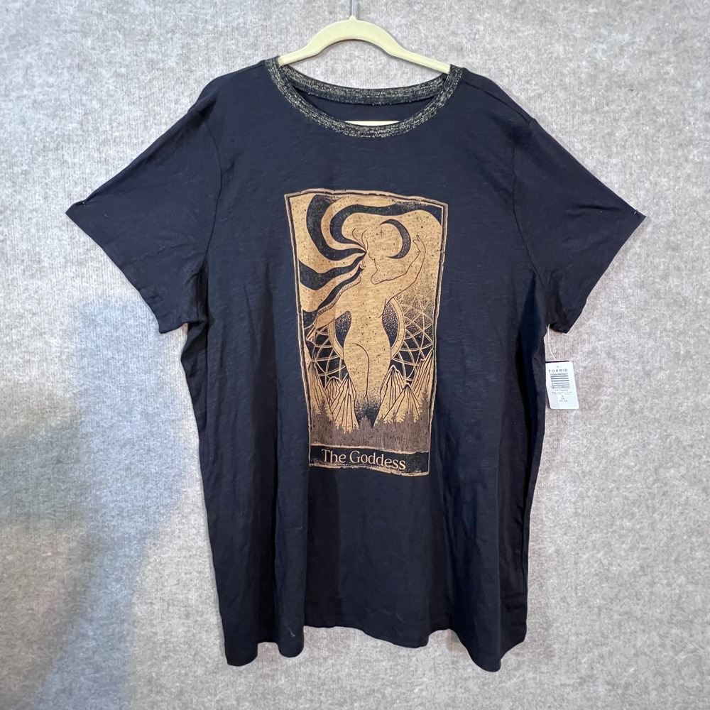 Torrid T-Shirt Womens 3X The Goddess Tarot Card Graphic Tee Black Celestial Goth